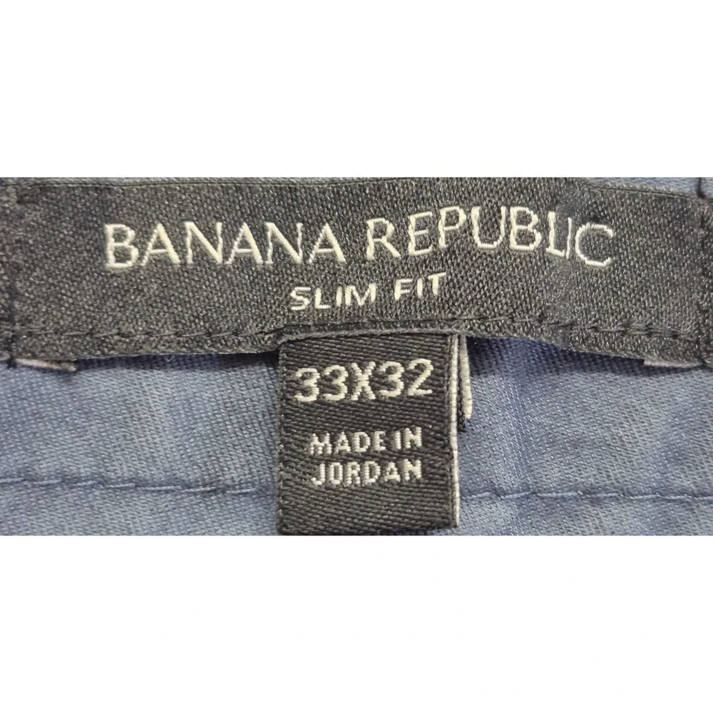 Banana Republic Slim Fit Chino Pants men's 33x32 dusty blue stretch flat front